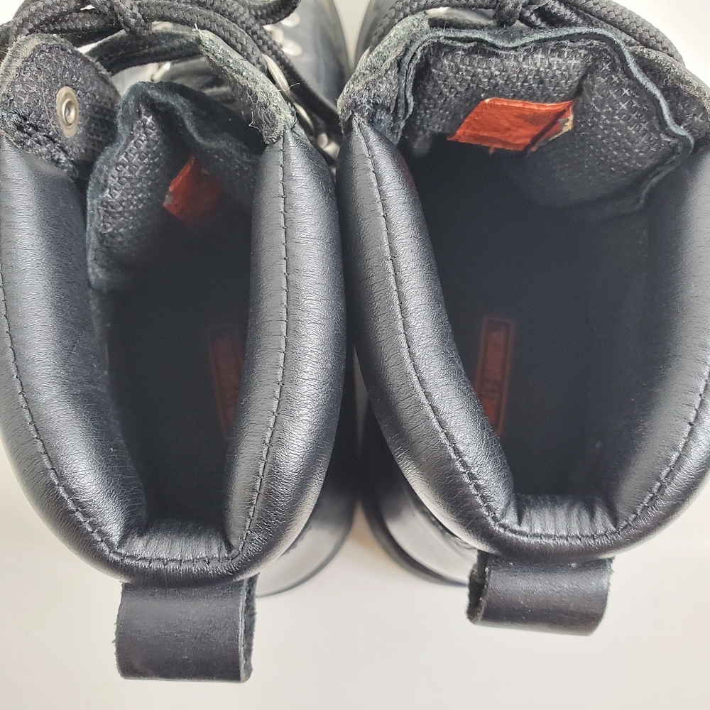 Harley Davidson Classic Black Leather Metal Logo Lace Up Motorcycle Boots - Picture 6 of 9